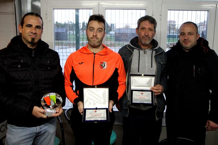 DOBITNICI PRIZNANJA - Tihomir Matković, Luka Božić, Boris Sinčić i Ivica Medojević (snimio Mijat GAVRAN)