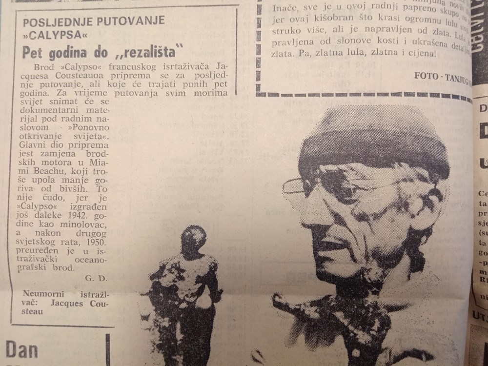 Jacques Cousteauo i brod Calypso na putovanju pet godina pred rezalište