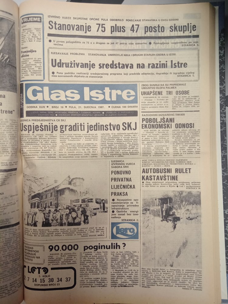 Naslovnica 21. siječnja 1987. godine