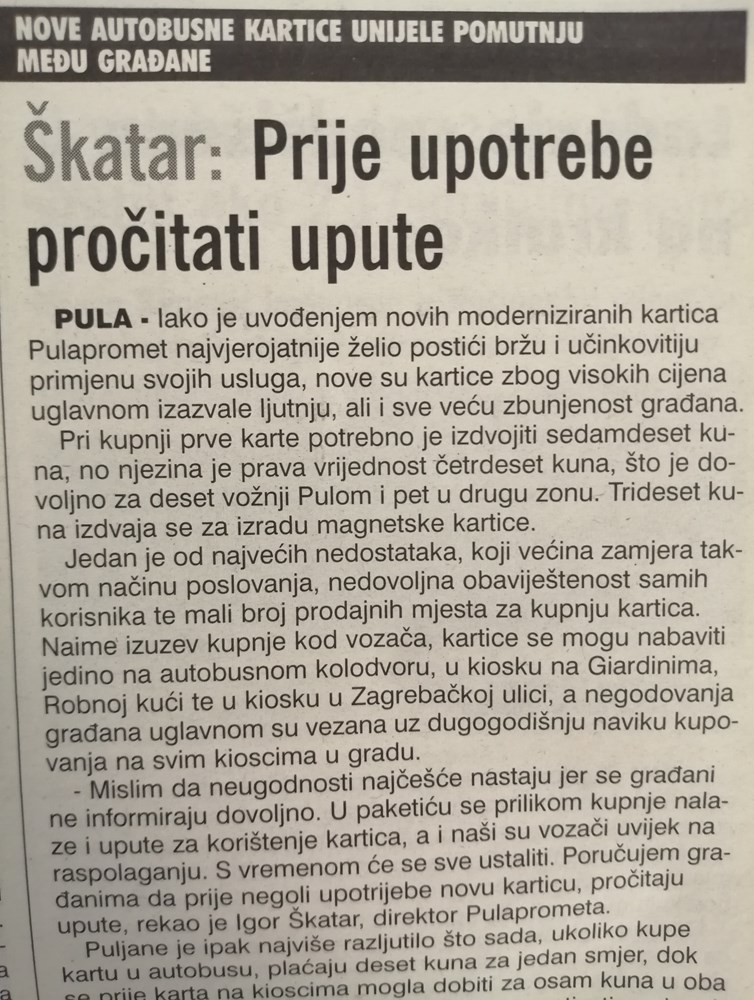 Ne kročite u gradski autobus ako prethodno ne pročitate upute za korištenje kartice za vožnju!