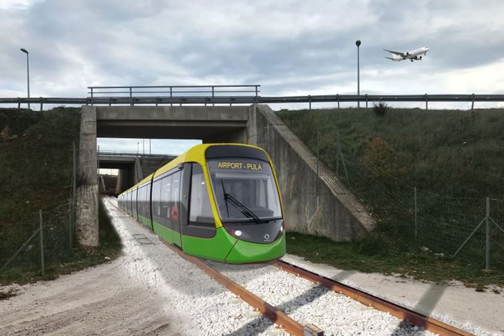 Tračnice i danas postoje i prolaze ispod Istarskog ipsilona kod Stancije Peličeti (vizalizacija)