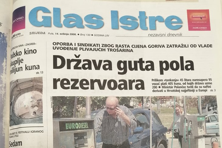 Naslovnica Glasa Istre 14. svibnja 2008.
