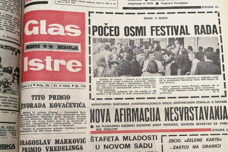 Naslovnica Glasa Istre od 21. svibnja 1978. godine