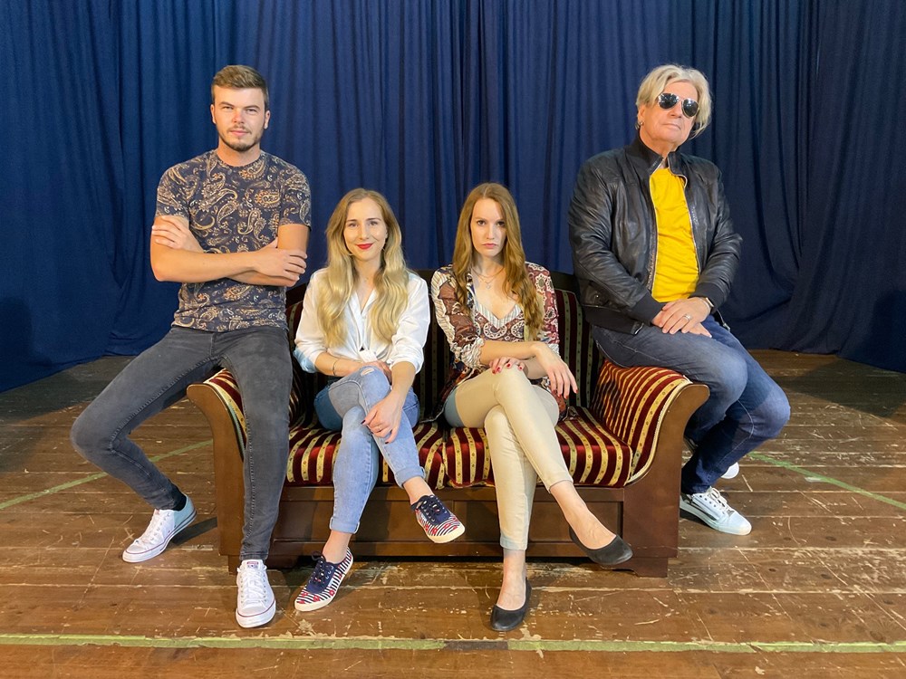 Autorski tim predstave "Svinje" Dramskog studija Umag(o): Sven Begić, Luana Kličić, Caterina Vižintin i Damir Zlatar Frey  (Snimio Marko Fereni)