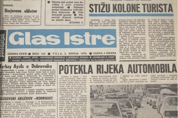 Naslovnica Glasa Istre od 2. srpnja 1979.
