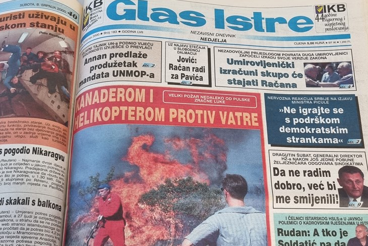 Naslovnica Glasa Istre iz 2000. godine