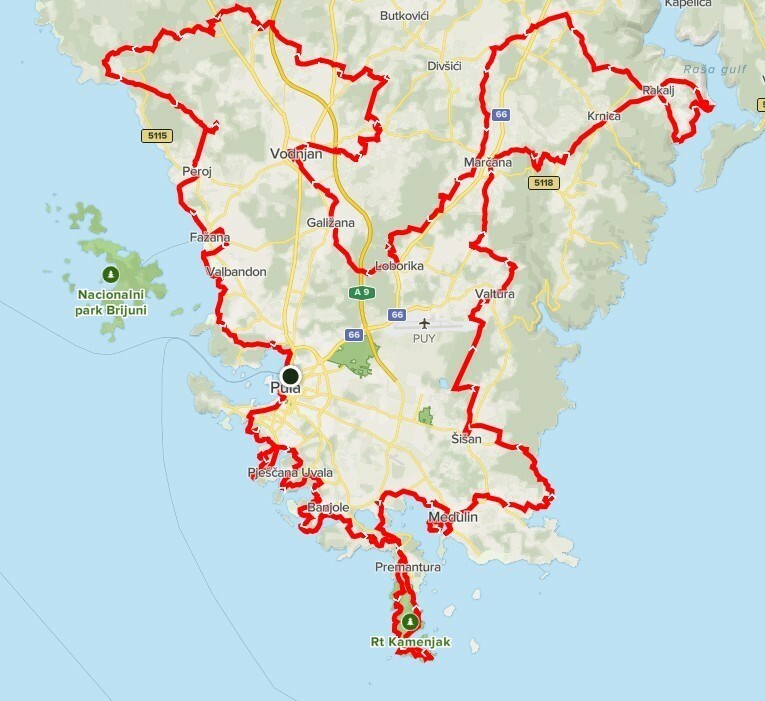 Karta staze Camino Južna Istra