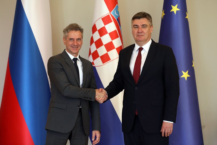 Predsjednik Republike Hrvatske Zoran Milanovic susreo se  s predsjednikom Vlade Republike Slovenije Robertom Golobom (Snimio Robert Anić/PIXSELL)