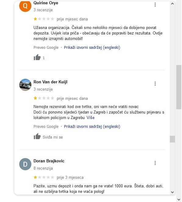 I negativne recenzije na Googleu ukazuju da nešto nije u redu