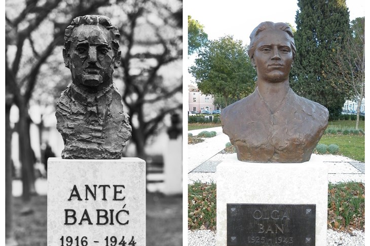 Biste Ante Babića i Olge Ban (Arhiva Glasa Istre)