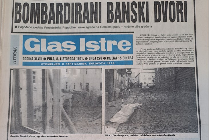 Naslovnica Glasa Istre iz 1991. godine