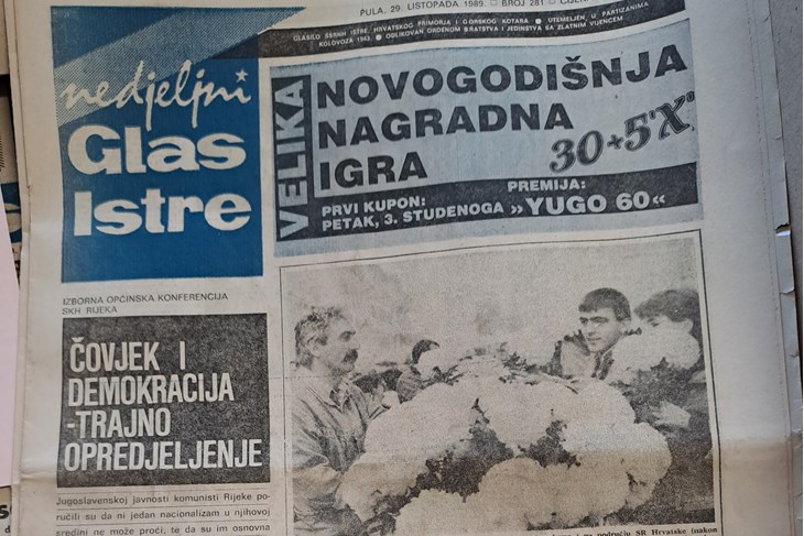 Naslovnica Glasa Istre iz 1989. godine