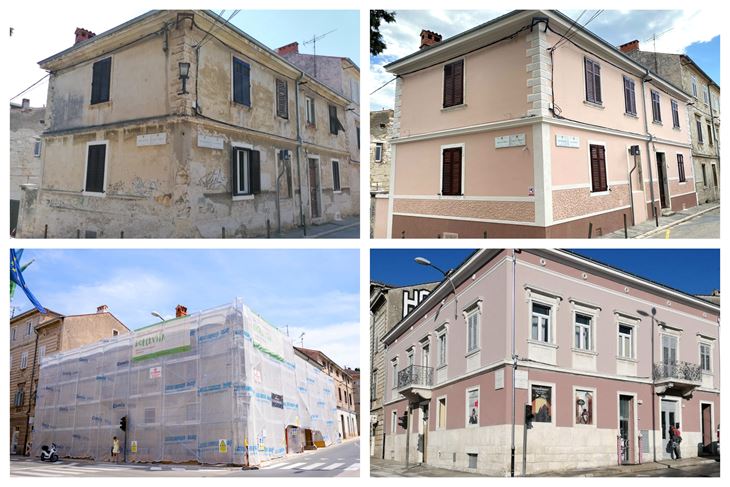 Prije i poslije: Zgrada u Ulici Castropola i zgrada na križanju Flanatičke i Mletačke (Foto: Grad Pula)