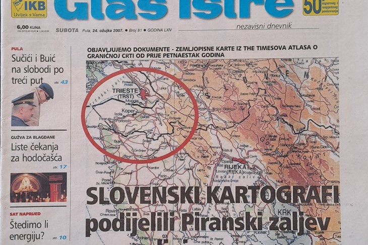 Naslovnica Glasa Istre 24. ožujka 2007. godine