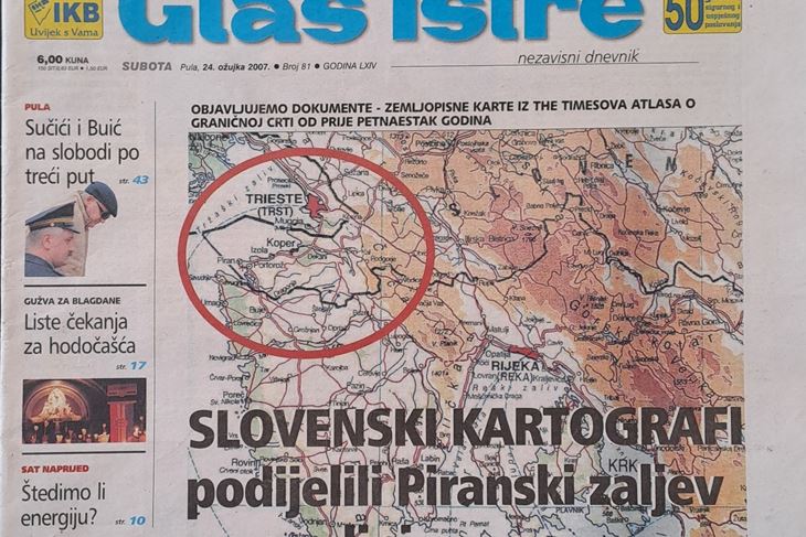 Naslovnica Glasa Istre 24. ožujka 2007. godine