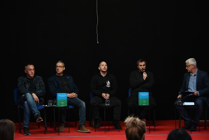 Igor Jovanović, Milan Radošević, Vedran Dukovski, Gordan Grzunov i moderator Elvis Morina (Snimio Duško Marušić Čiči/Glas Istre)