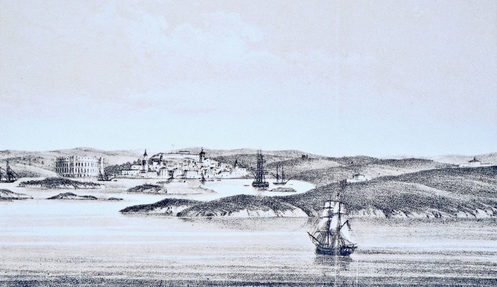 Na veduti Pule Giuseppe Riegera iz 1845. vidljivi prvi kameni fortovi (Snimio Zvjezdan Strahinja)