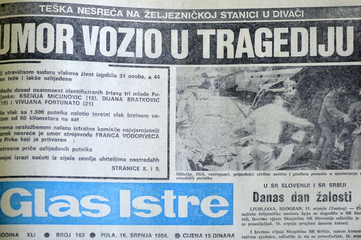 Naslovnica od ponedjeljka 16. srpnja 1984. godine D. Me.)